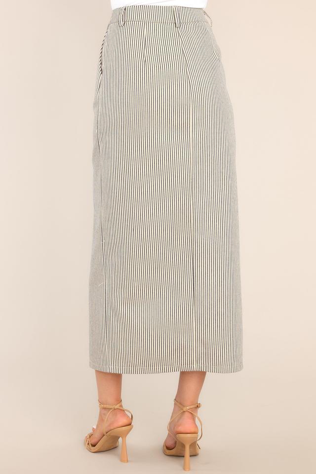 Change It Up Natural & Navy Stripe Maxi Skirt Beige Product Image