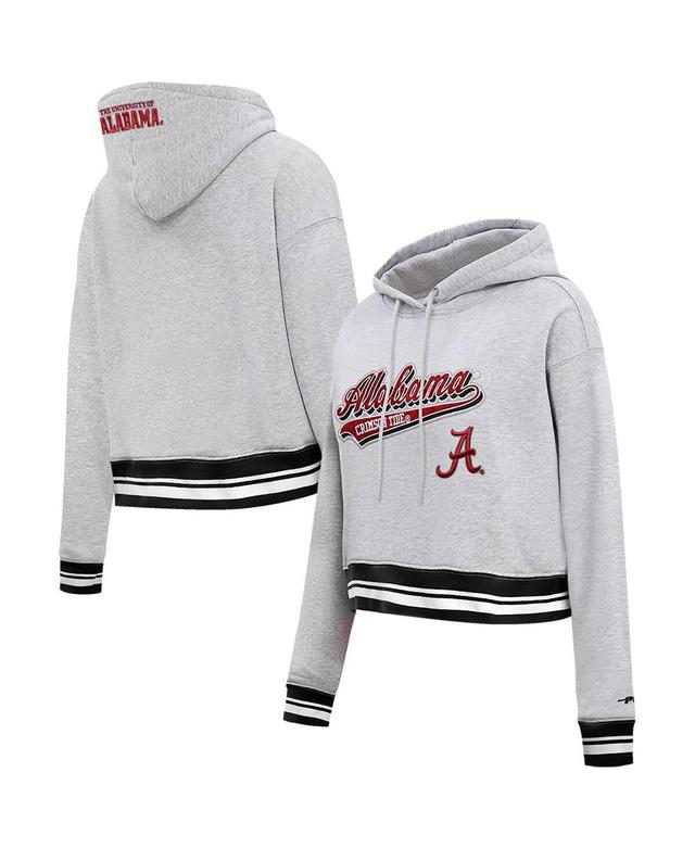 Womens Pro Standard Heather Gray Alabama Crimson Tide Script Tail Fleece Cropped Pullover Hoodie Product Image