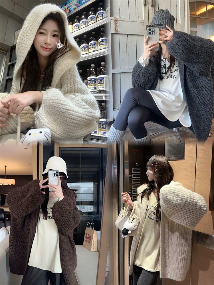 Oversized Hooded Knit Cardigan Product Image