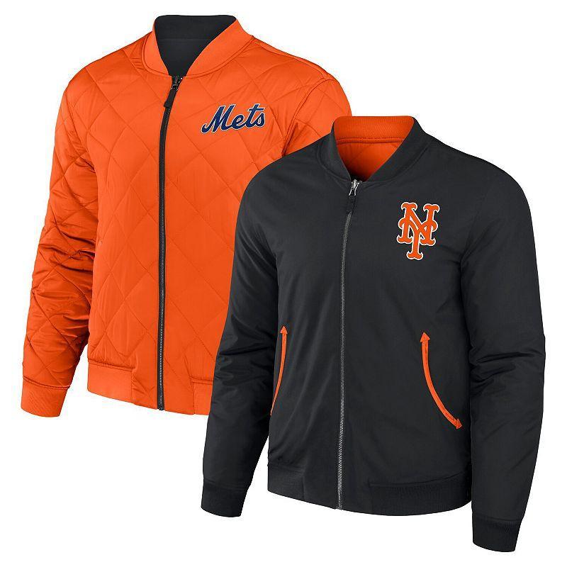 Mens Darius Rucker Collection by Fanatics /Orange New York Mets Reversible Full-Zip Bomber Jacket Product Image