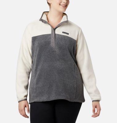 Columbia Plus Size Benton Springs 12 Snap Pullover (City Grey Heather/Chalk) Women's Long Sleeve Pullover Product Image