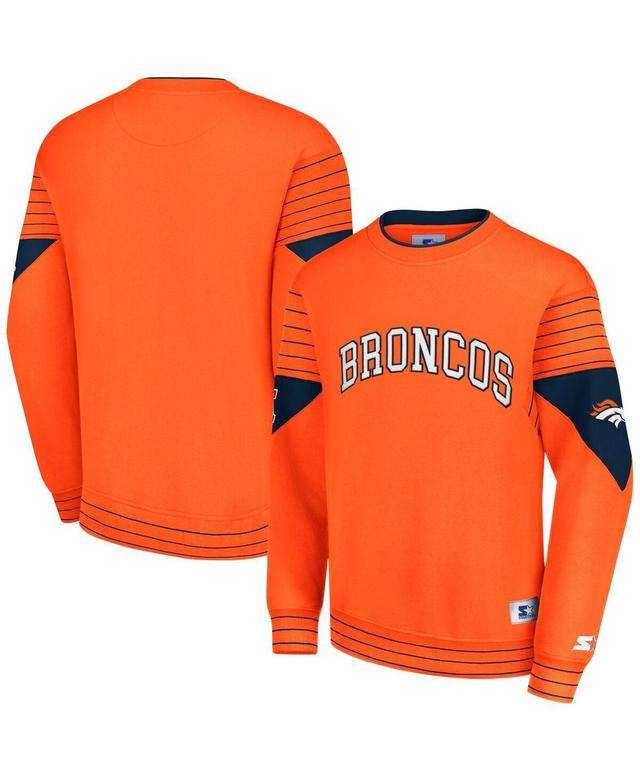 Mens Starter Orange Denver Broncos Face-Off Pullover Sweatshirt Product Image