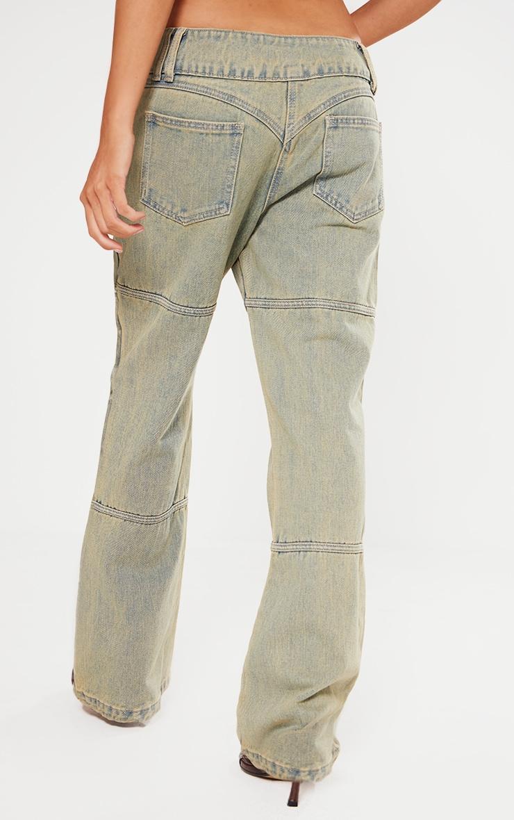 Petite Indigo Vintage Wash Seam Detail Flared Jeans Product Image