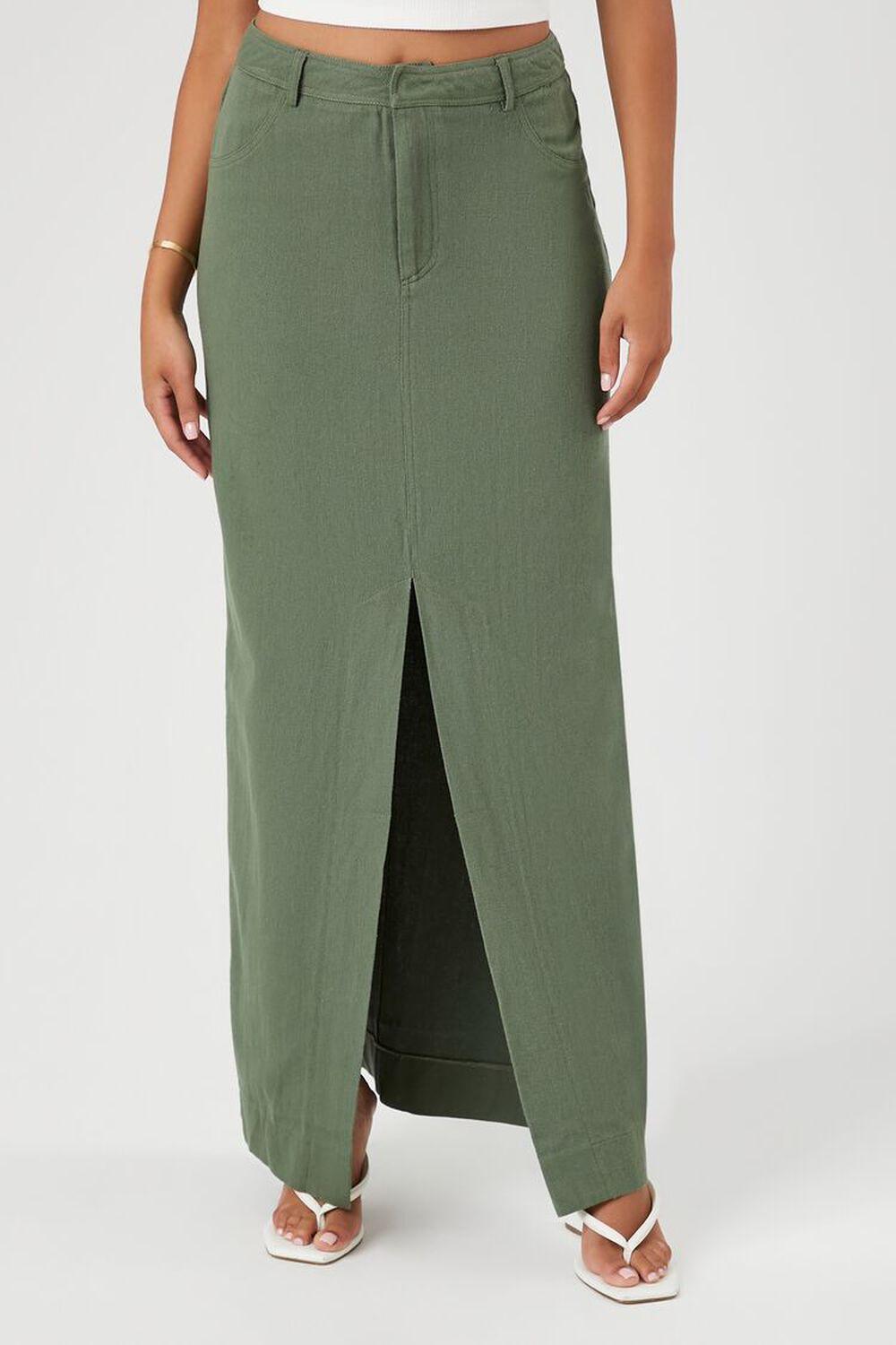 Twill Split-Hem Maxi Skirt | Forever 21 Product Image