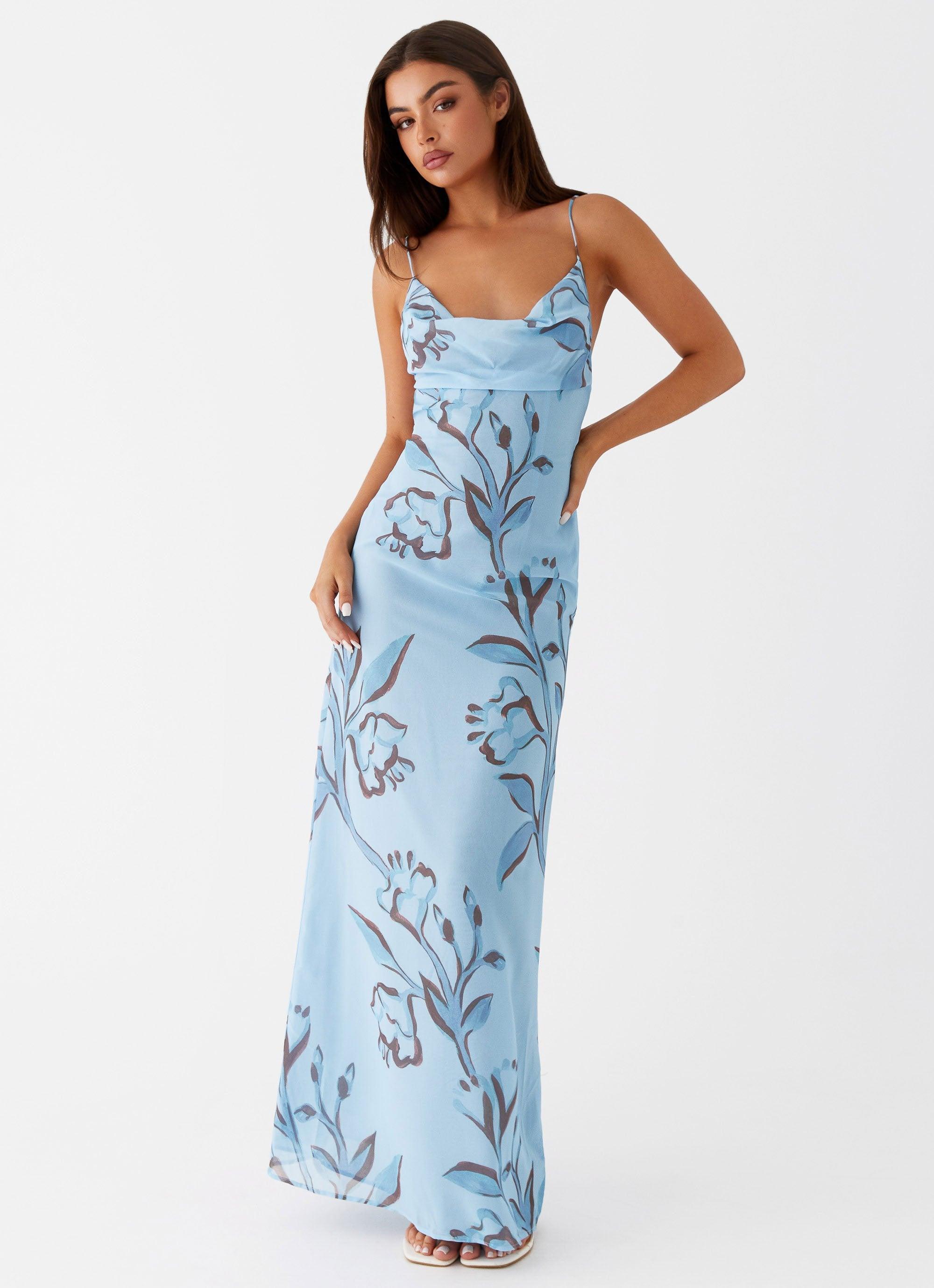 Felicia Daisy Maxi Dress - Blue Floral Product Image