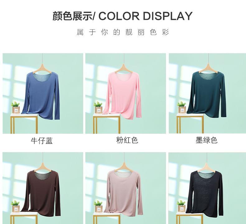 Long-Sleeve Crew Neck Plain Tee Product Image