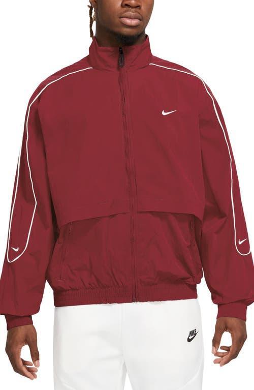 Men's Sportswear Solo Swoosh Woven Track Jacket In Team Red/white Product Image