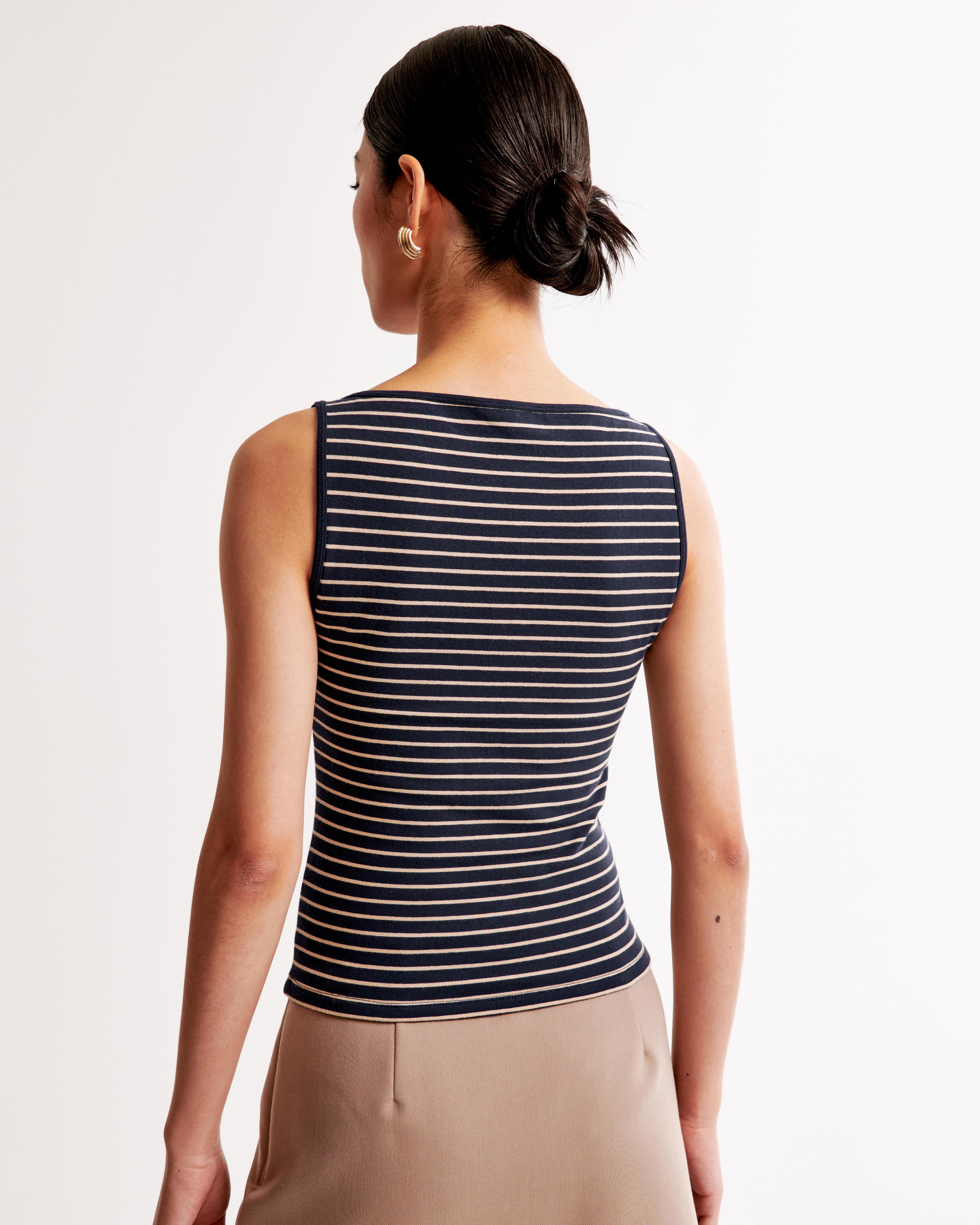 Cotton-Blend Seamless Fabric Boatneck Top Product Image