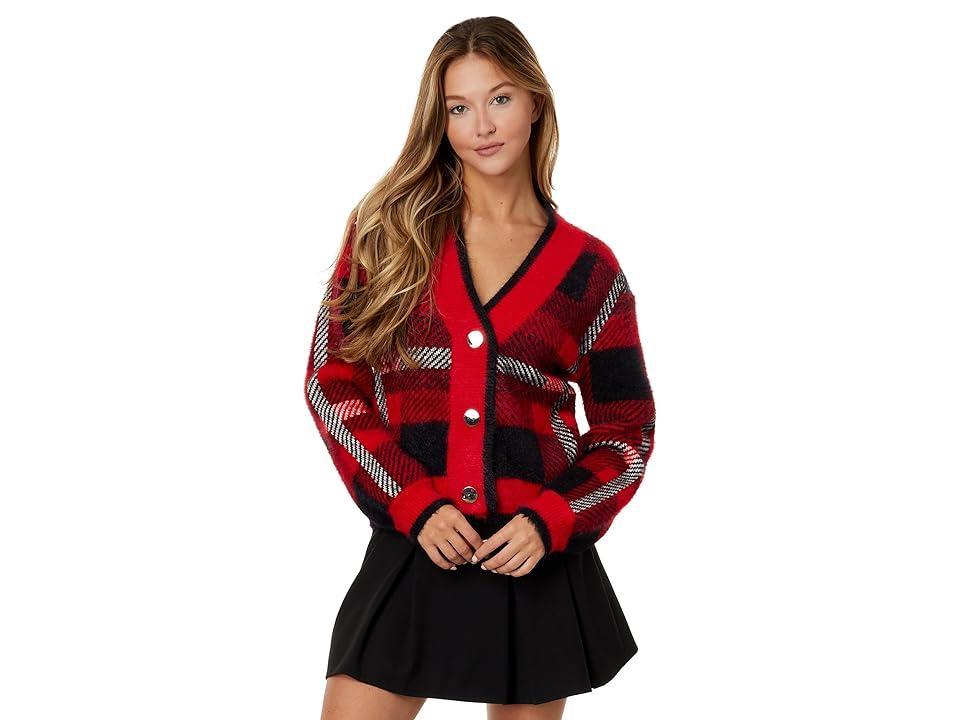 English Factory Check Cardigan Sweater Multi) Women's Clothing Product Image