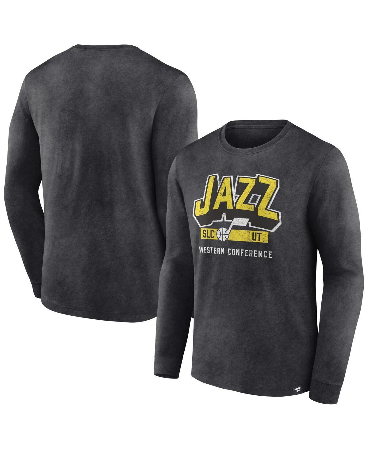 Mens Fanatics Branded Heather Charcoal Utah Jazz Front Court Press Snow Wash Long Sleeve T-Shirt Product Image