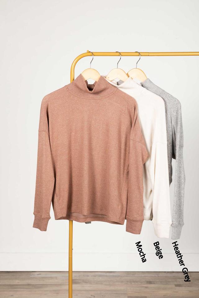 Soft Relaxed Fit Mock Neck Knit Top Product Image