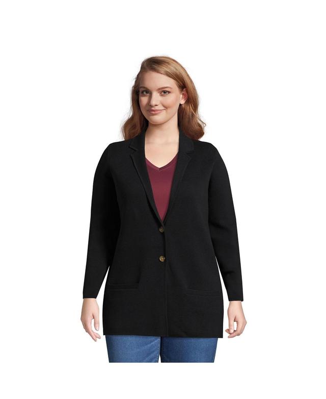 Plus Size Lands End Sweater Blazer, Womens Med Grey Product Image