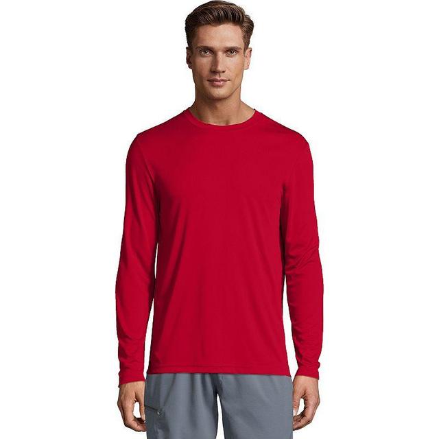 Hanes Sport Cool DRI Mens Performance Long Sleeve T-Shirt Deep Red S Product Image