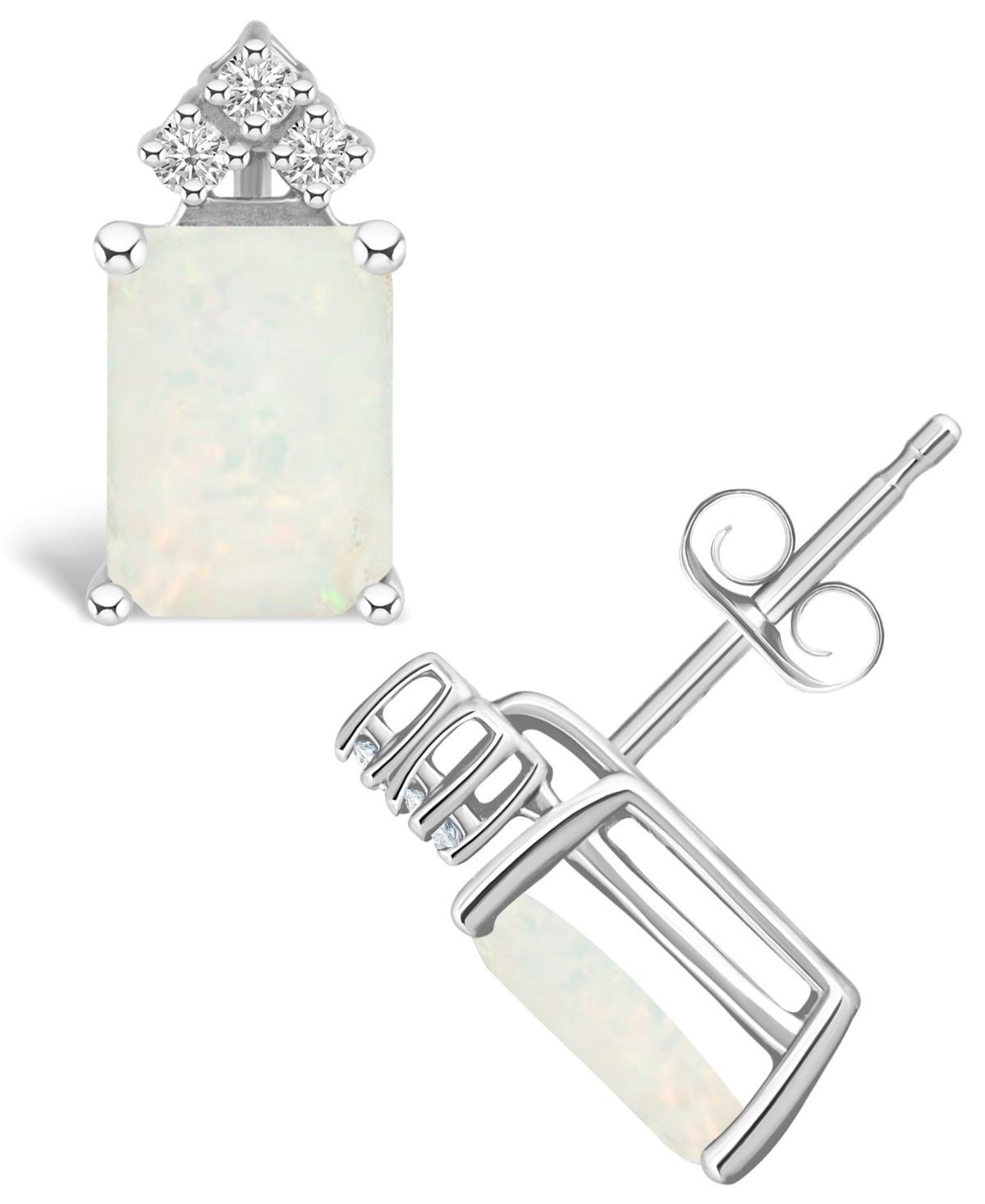 Celebration Gems 14k White Gold Gemstone & 1/10 Carat T.W. Diamond Stud Earrings, Womens Product Image