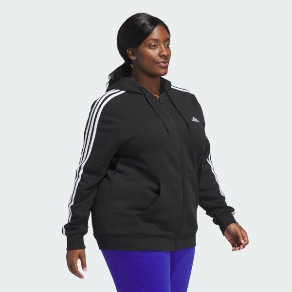 Essentials 3-Stripes Full-Zip Fleece Hoodie (Plus Size) Product Image