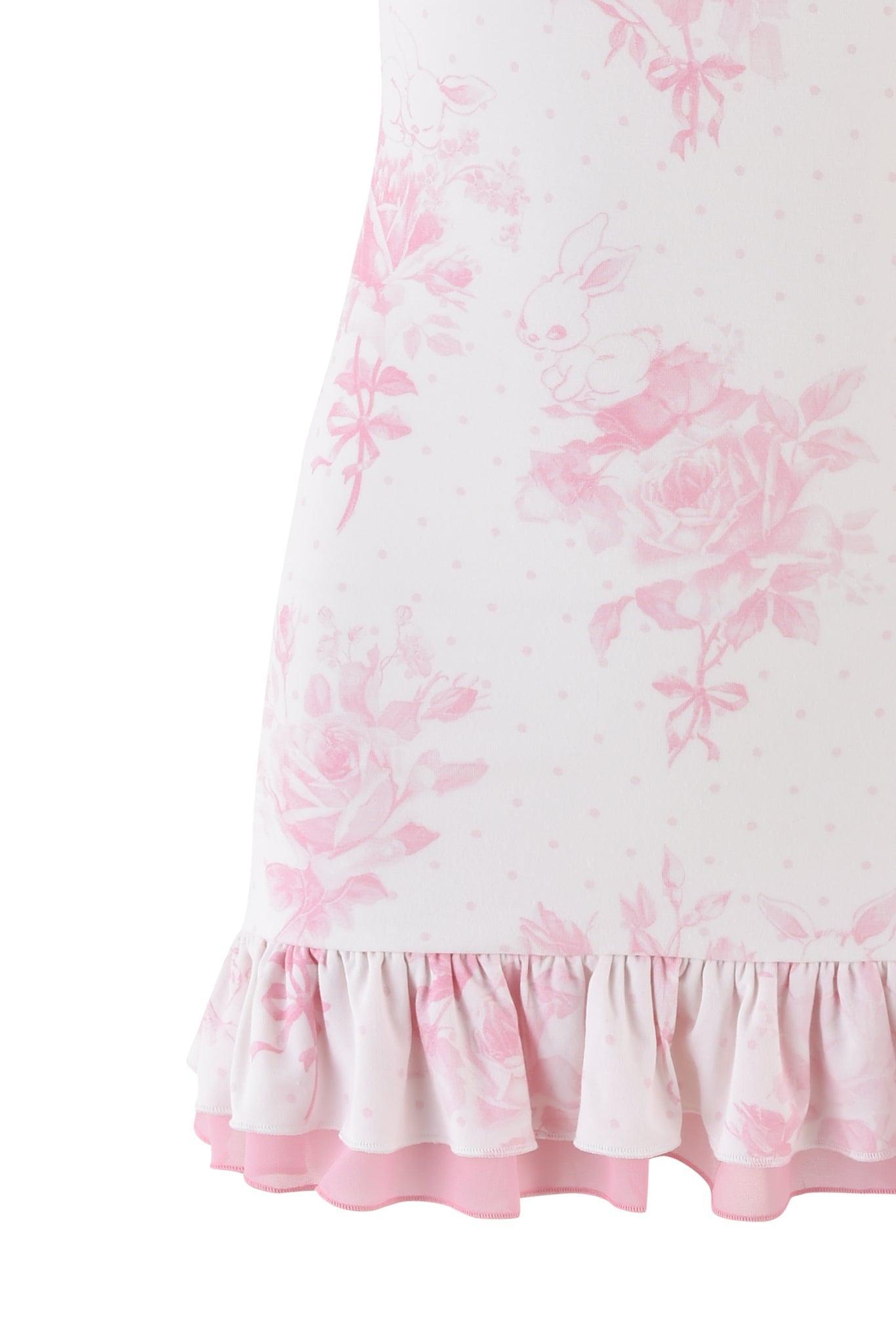 NINA MINI DRESS - PINK : FLORAL : BUNNY BOUQUET Product Image