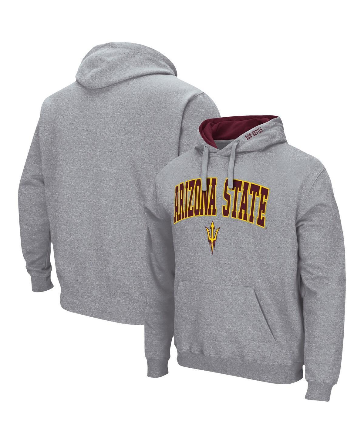 Mens Colosseum Heathered Gray Arizona State Sun Devils Arch & Logo 3.0 Pullover Hoodie Grey Product Image