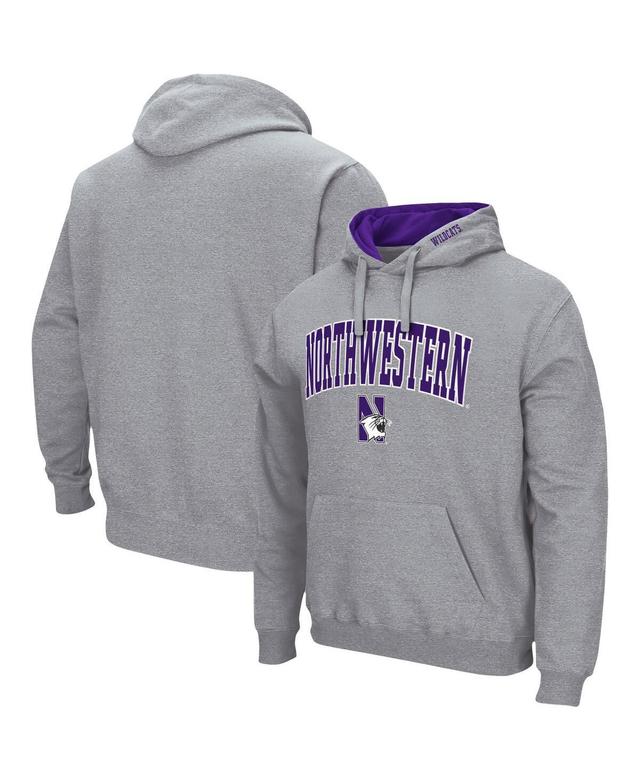 Mens Colosseum Heather Gray Northwestern Wildcats Arch & Logo 3.0 Pullover Hoodie Product Image