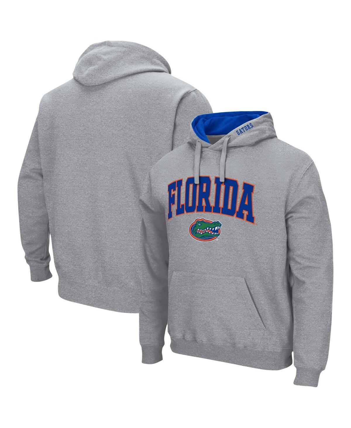 Mens Colosseum Heather Gray Arizona Wildcats Arch & Logo 3.0 Pullover Hoodie Product Image