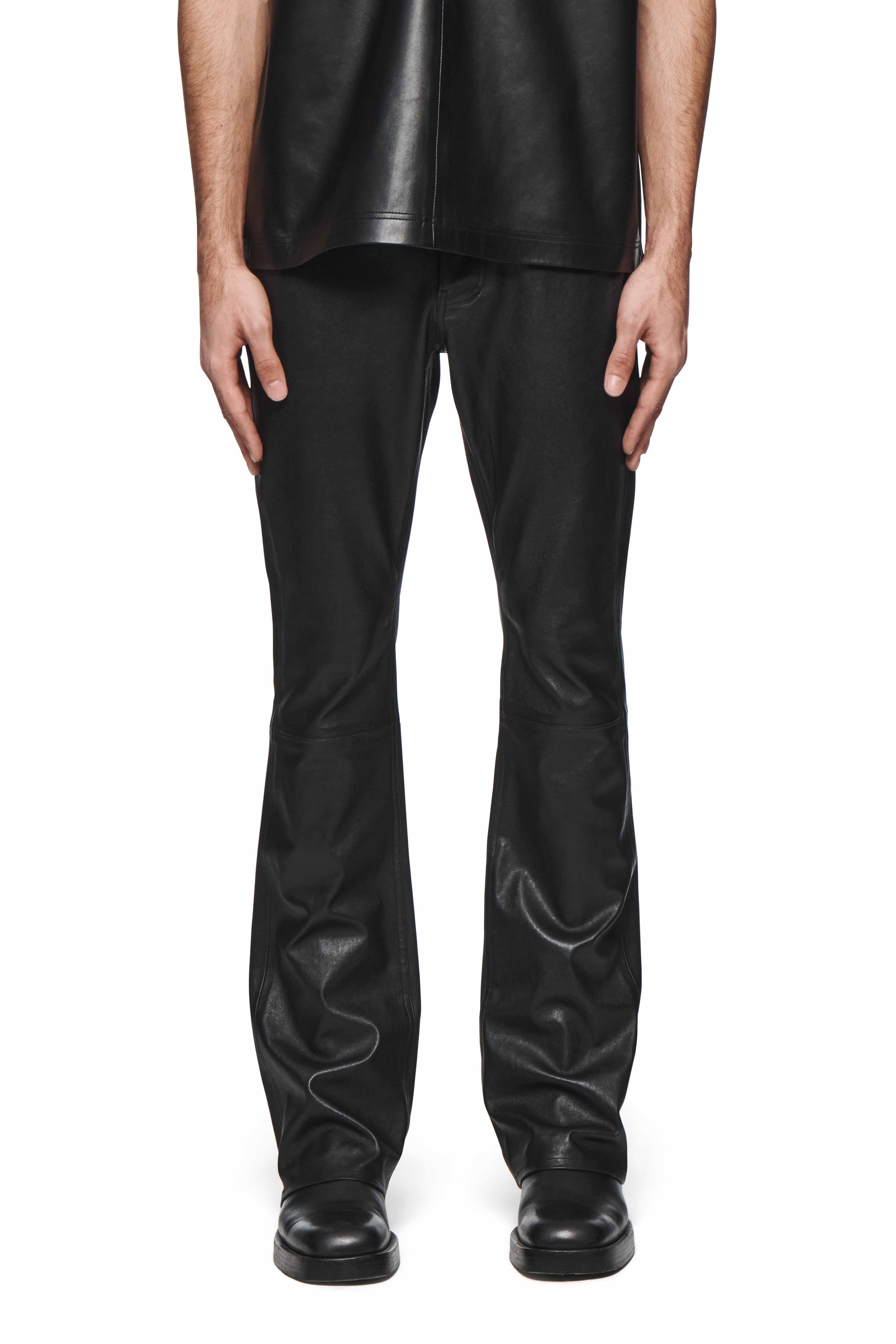 Leather Flare Pants Male Product Image