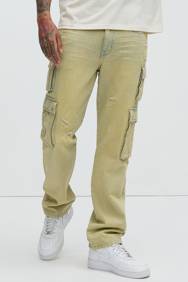 Keenan Vintage Wash Cargo Straight Jeans - Light Blue Wash Product Image