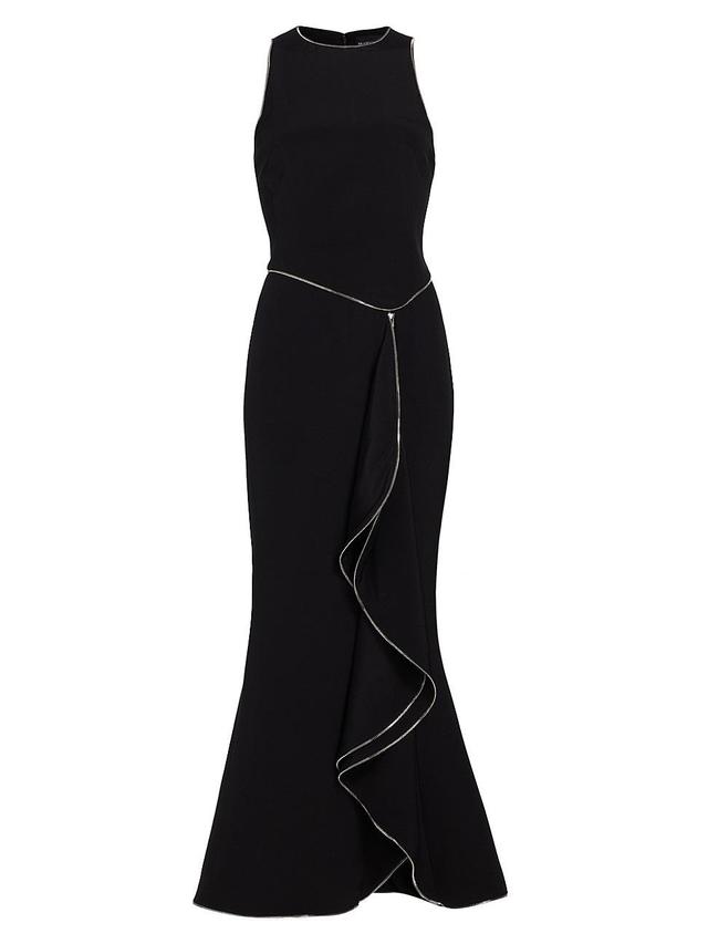 Brandon Maxwell Brynn Zipper Detail Silk Ruffle Dress Product Image