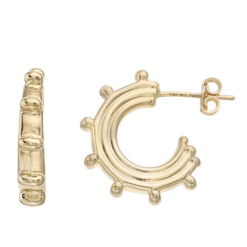 14k Gold C-Hoop Ball Spike Earrings, Womens Product Image