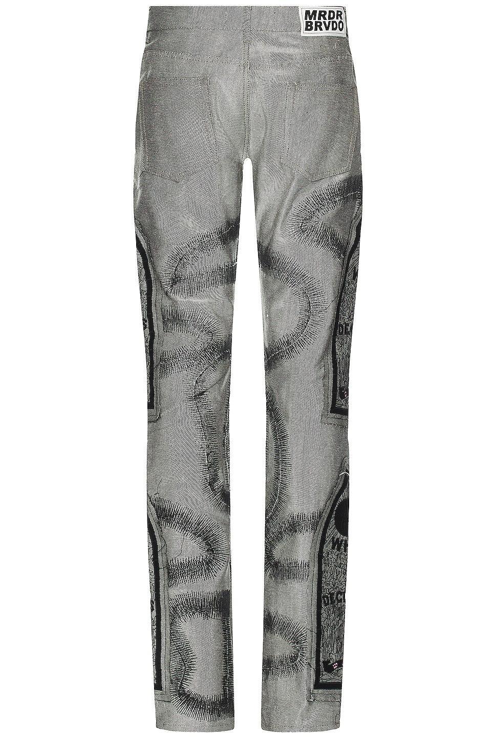 Who Decides War by Ev Bravado Rhinestone Washed Denim Jean in Silver - Silver. Size 28 (also in ). Product Image