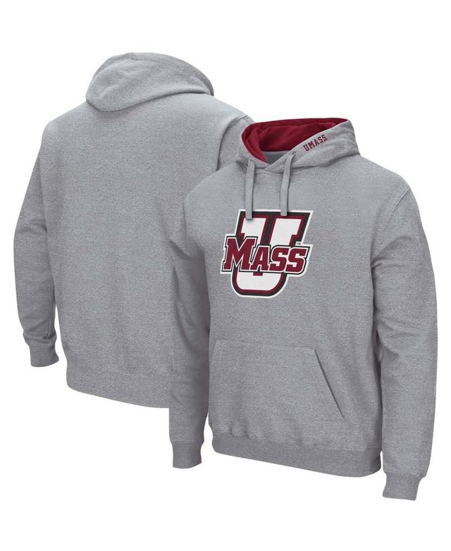 Mens Heathered Gray UMass Minutemen Arch and Logo Pullover Hoodie Product Image