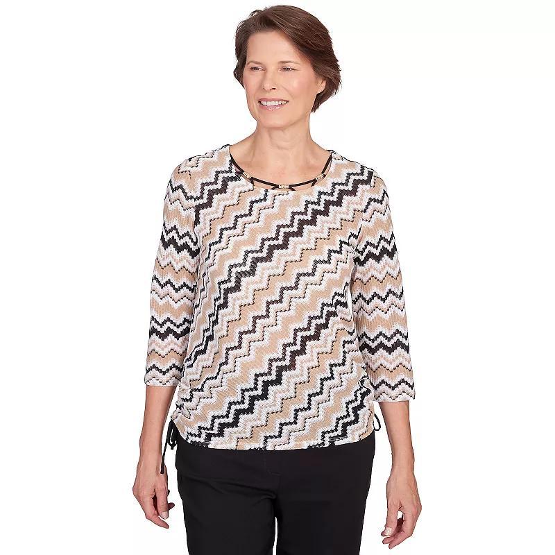 Womens Alfred Dunner Diagonal Texture Drawstring Hem Top Product Image