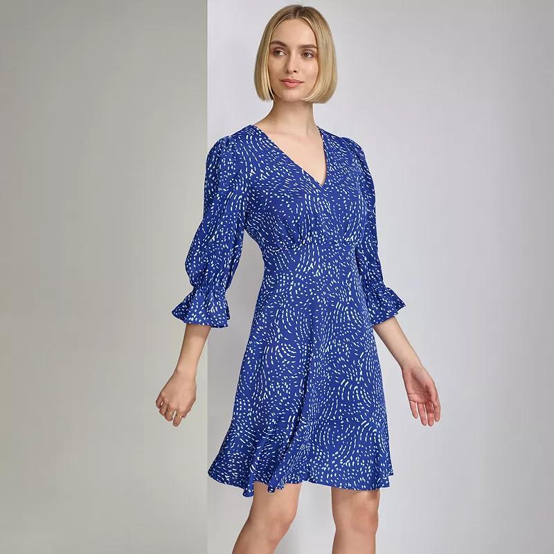 Womens Harper Rose Balloon Sleeve V-Neck Ruffle Hem Dress Product Image