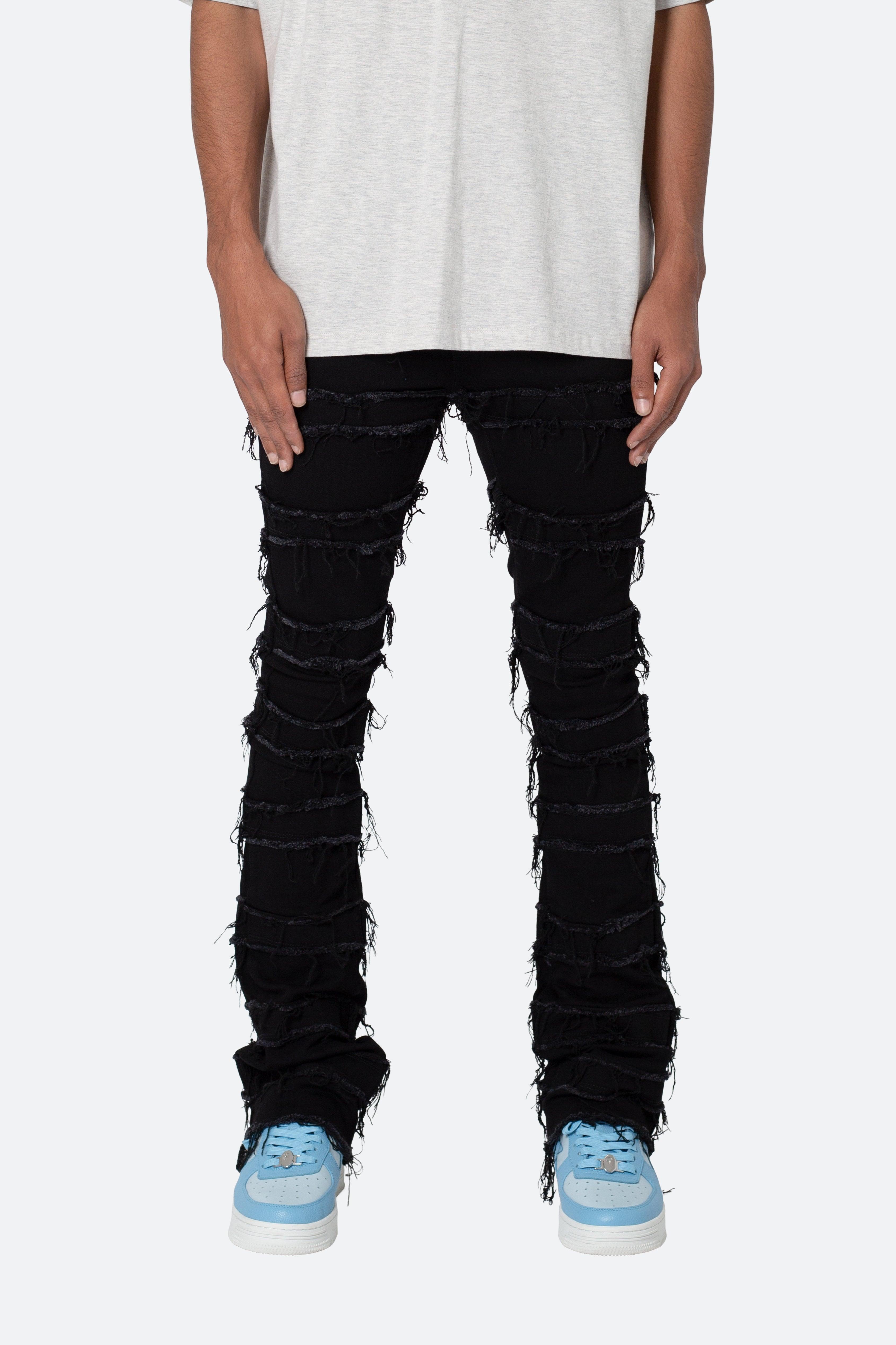 X597 Paneled Skinny Stacked Denim - Black Product Image