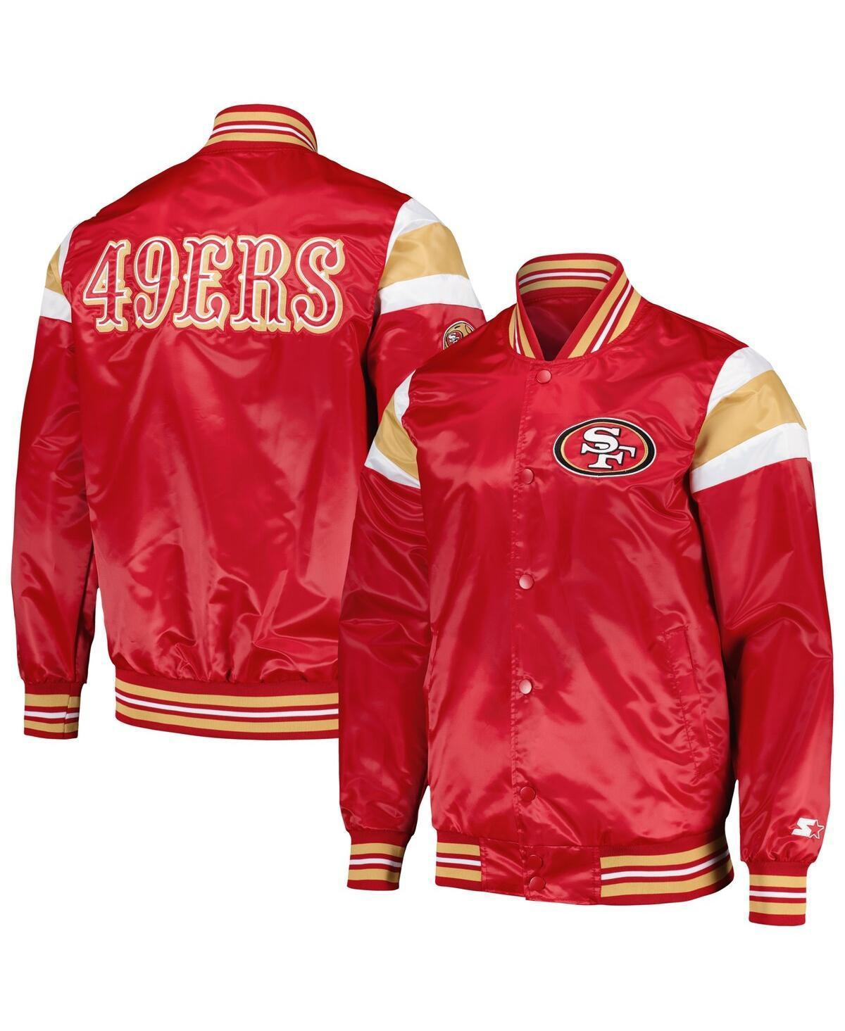 Mens Starter Scarlet San Francisco 49ers Satin Full-Snap Varsity Jacket Product Image