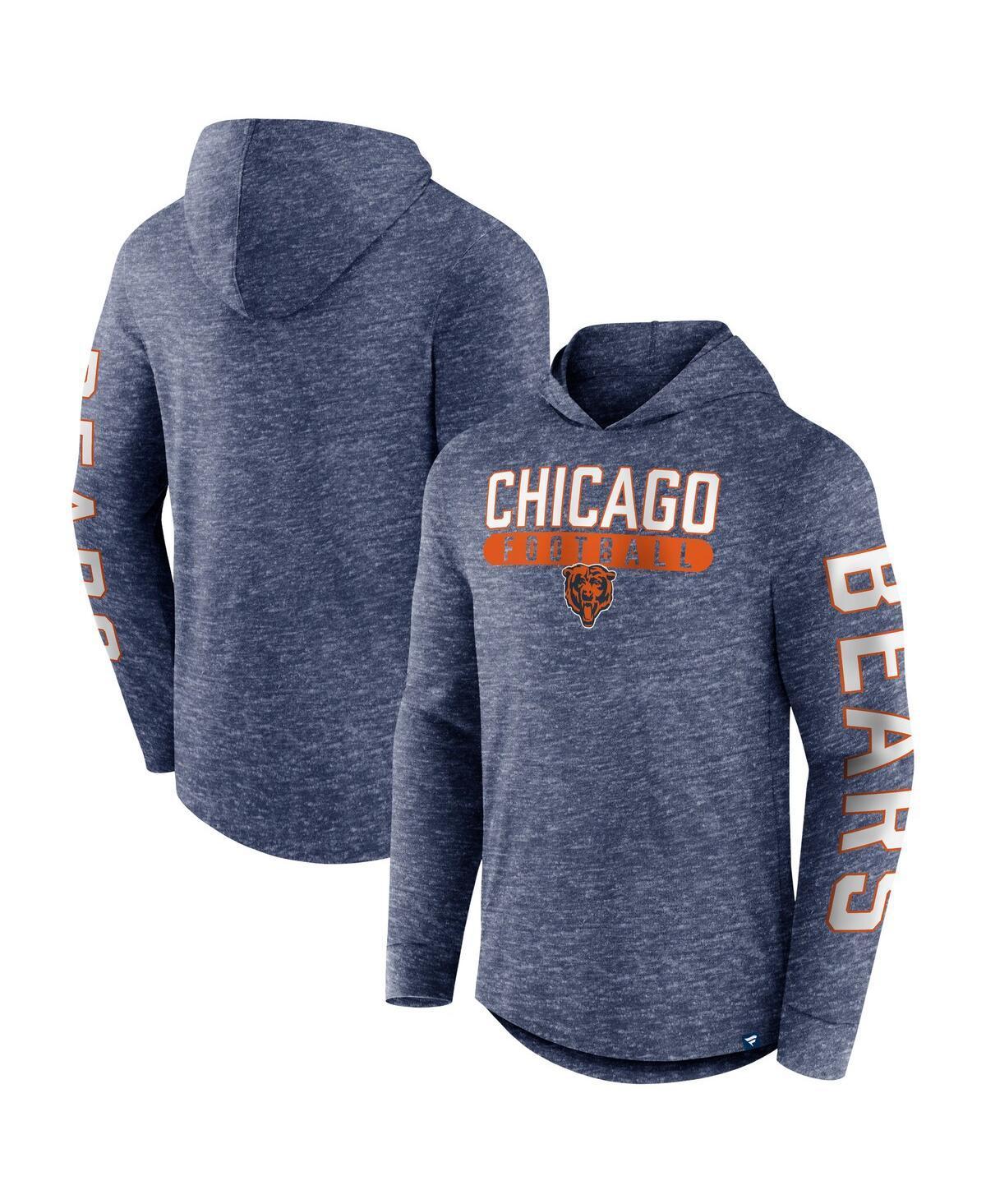 Mens Fanatics Heather Navy Chicago Bears Pill Stack Long Sleeve Hoodie T-shirt Product Image