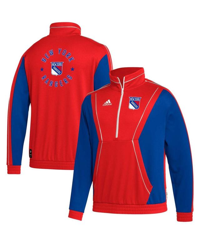 Mens adidas Red New York Rangers Team Classics Half-Zip Jacket Product Image