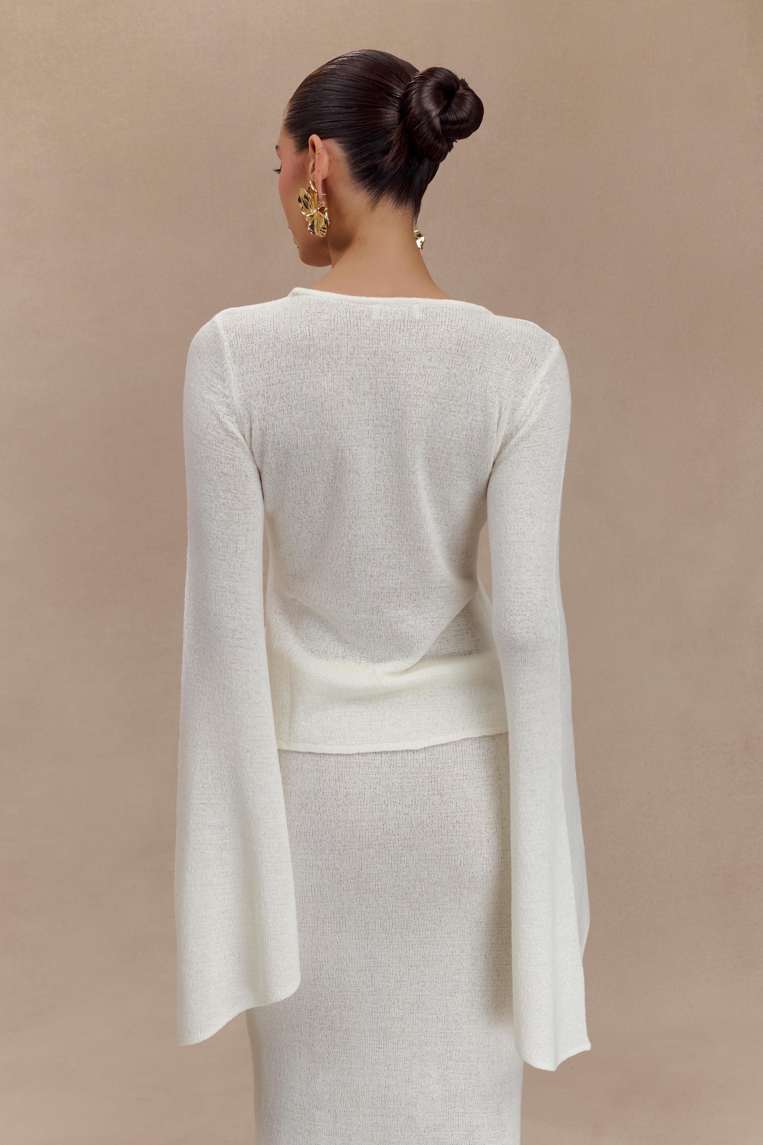 Carey Knit Flare Sleeve Top - Ivory Product Image