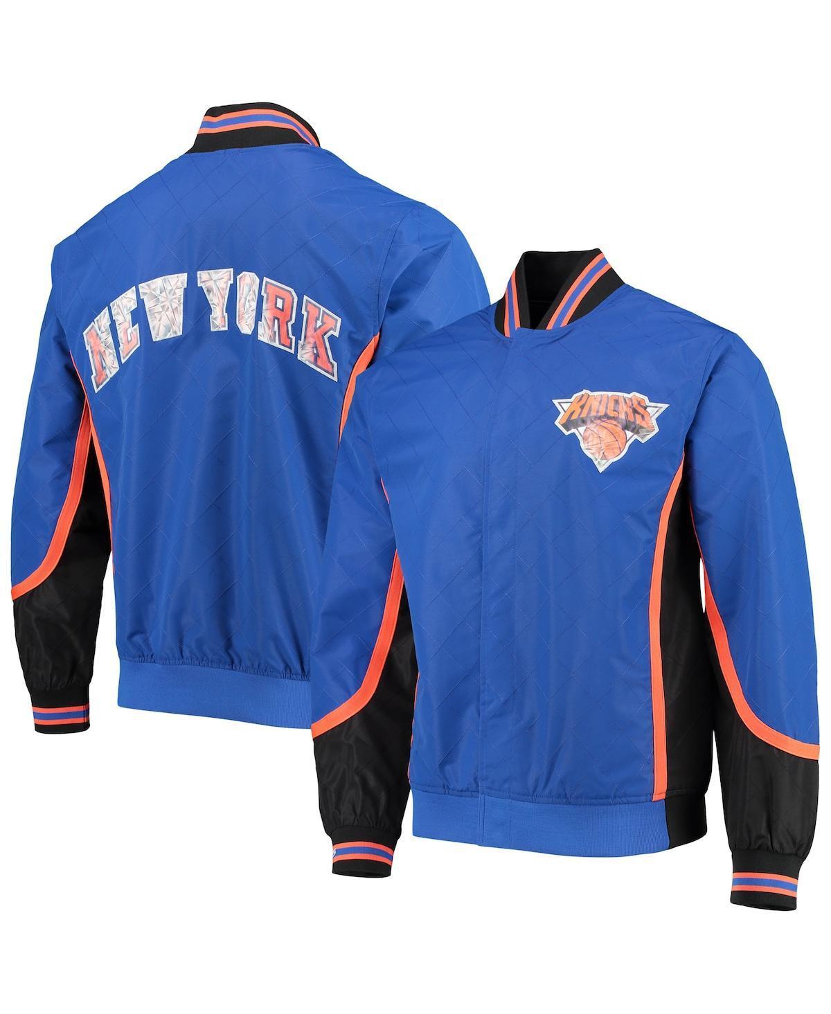 Mens New York Knicks Blue Mitchell & Ness Hardwood Classics 75th Anniversary Authentic Warmup Full-Snap Jacket Product Image