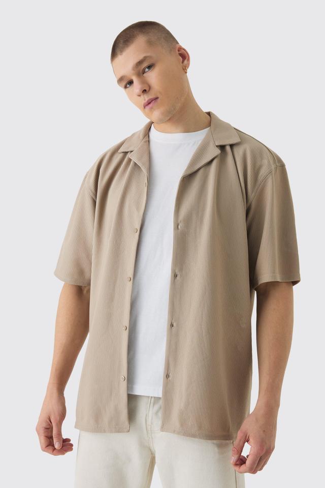 Oversized Boxy Revere Rib Jersey Shirt | boohooMAN USA Product Image