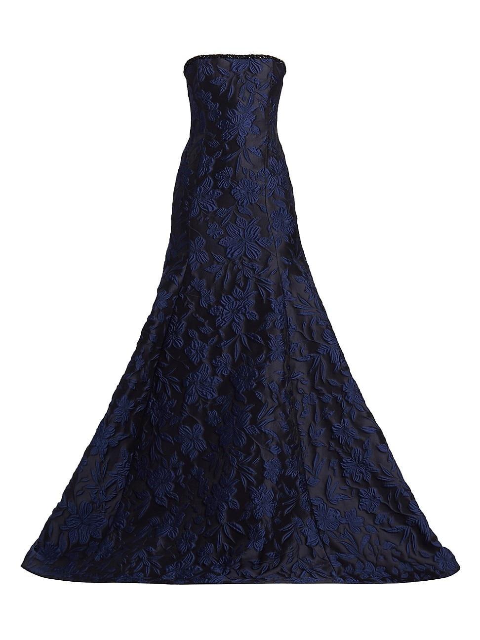 Womens Silk Floral Jacquard Strapless Gown Product Image