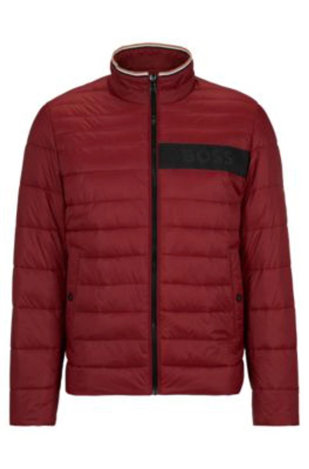 Water-repellent Padded Jacket With 3d Logo Tape In Dark Red Product Image