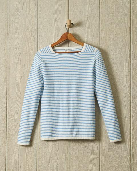 Riviera Sweater Knit Top in Cream/Coastal Blue Product Image