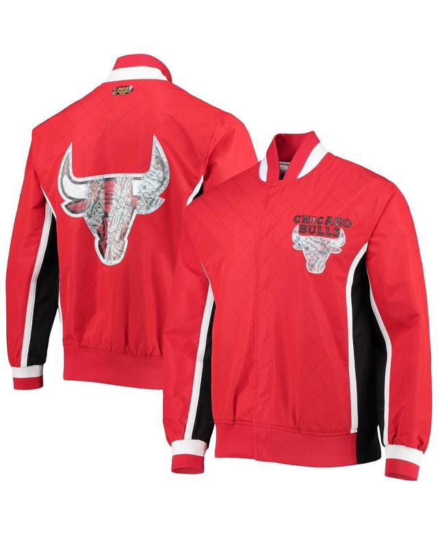 Mens Chicago Bulls Red Mitchell & Ness Hardwood Classics 75th Anniversary Authentic Warmup Full-Snap Jacket Product Image