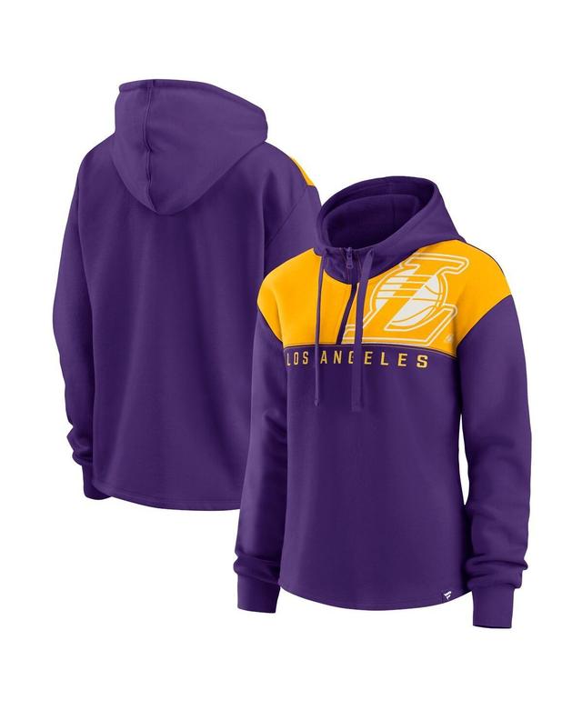 Womens Fanatics Purple Los Angeles Lakers Overslide Quarter-Zip Fleece Hoodie Product Image