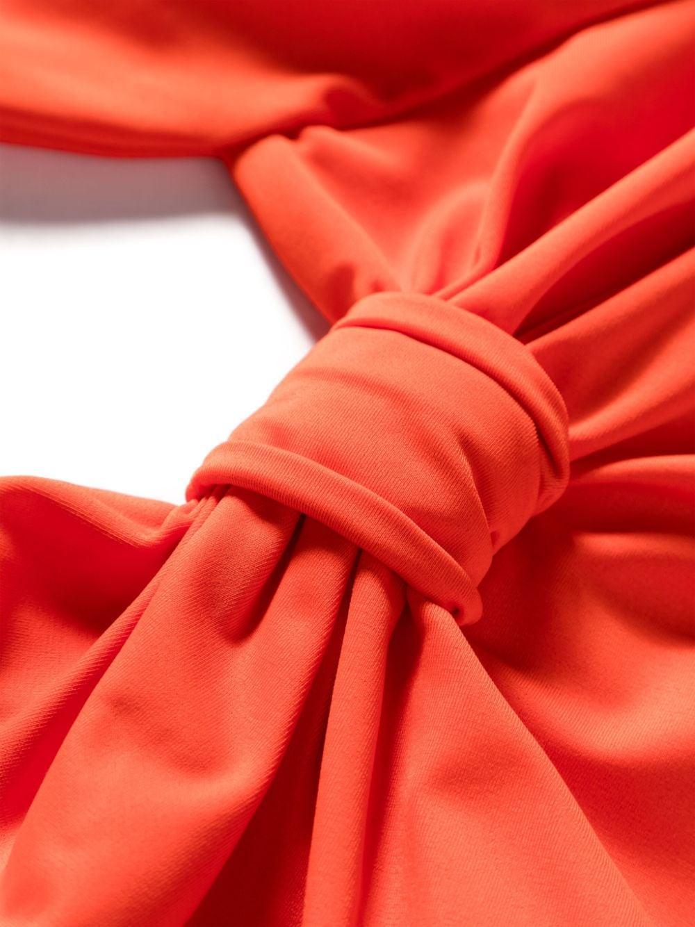 Bow-detail Halterneck Swimsuit In Orange Product Image