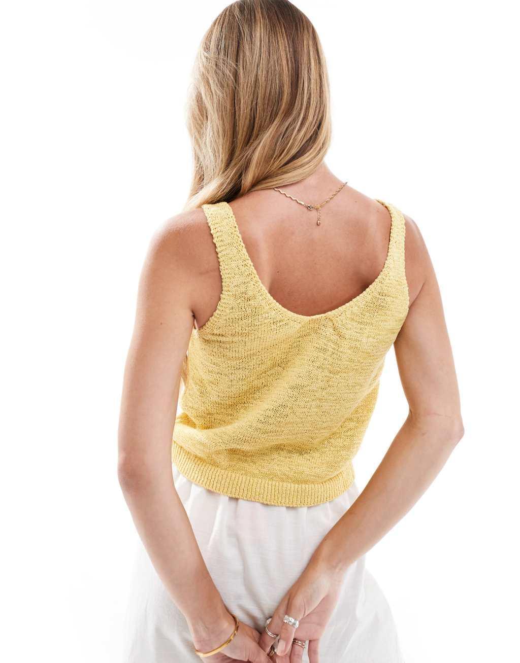 Mango knit tank top in yellow Product Image