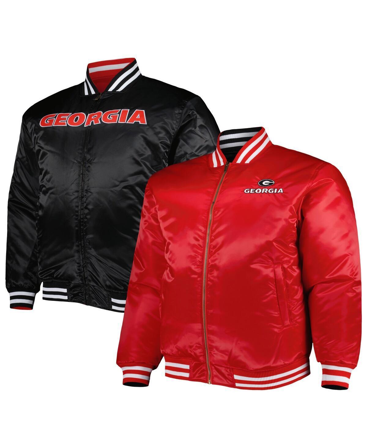 Mens Red Georgia Bulldogs Big & Tall Reversible Satin Full-Zip Jacket Product Image