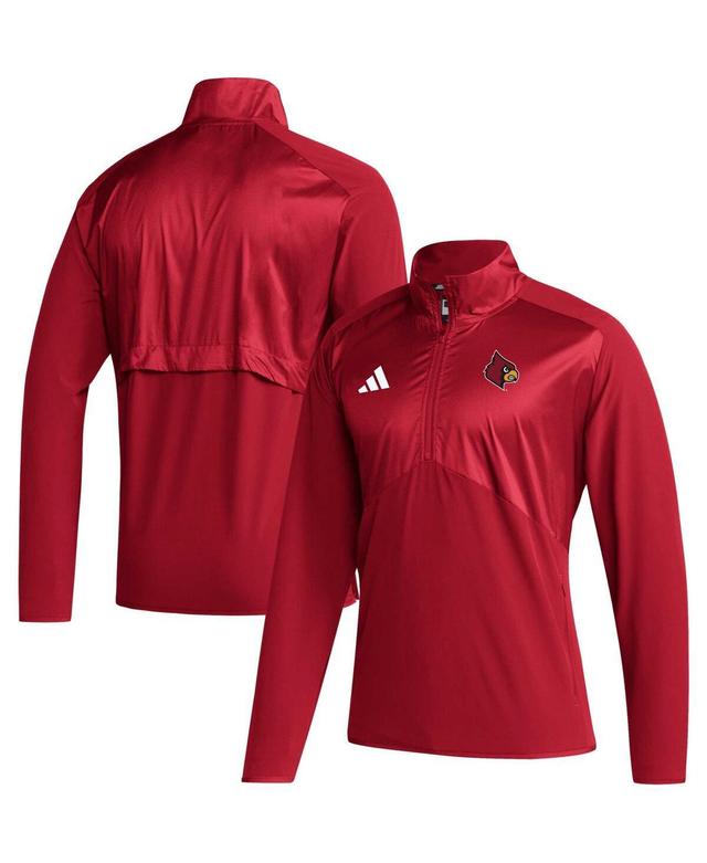 Mens adidas Louisville Cardinals Sideline AEROREADY Raglan Sleeve Quarter-Zip Jacket Product Image