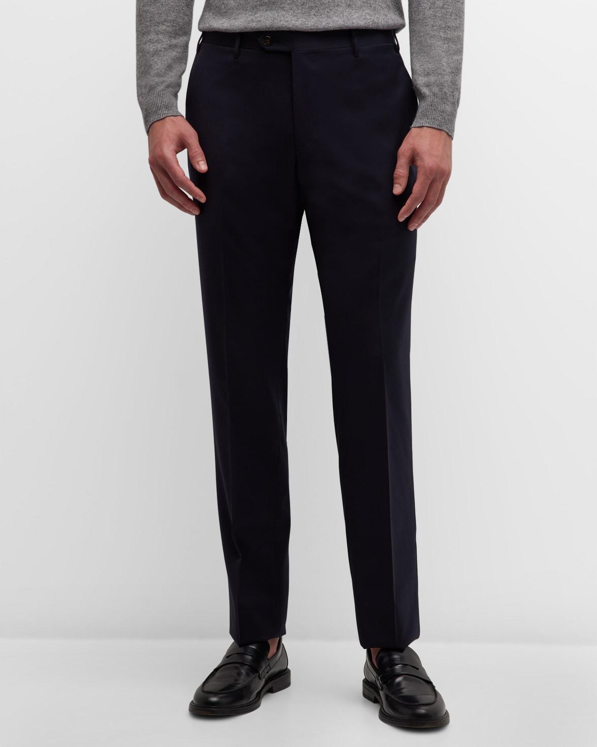 Men's Flat-Front Wool Trousers Product Image