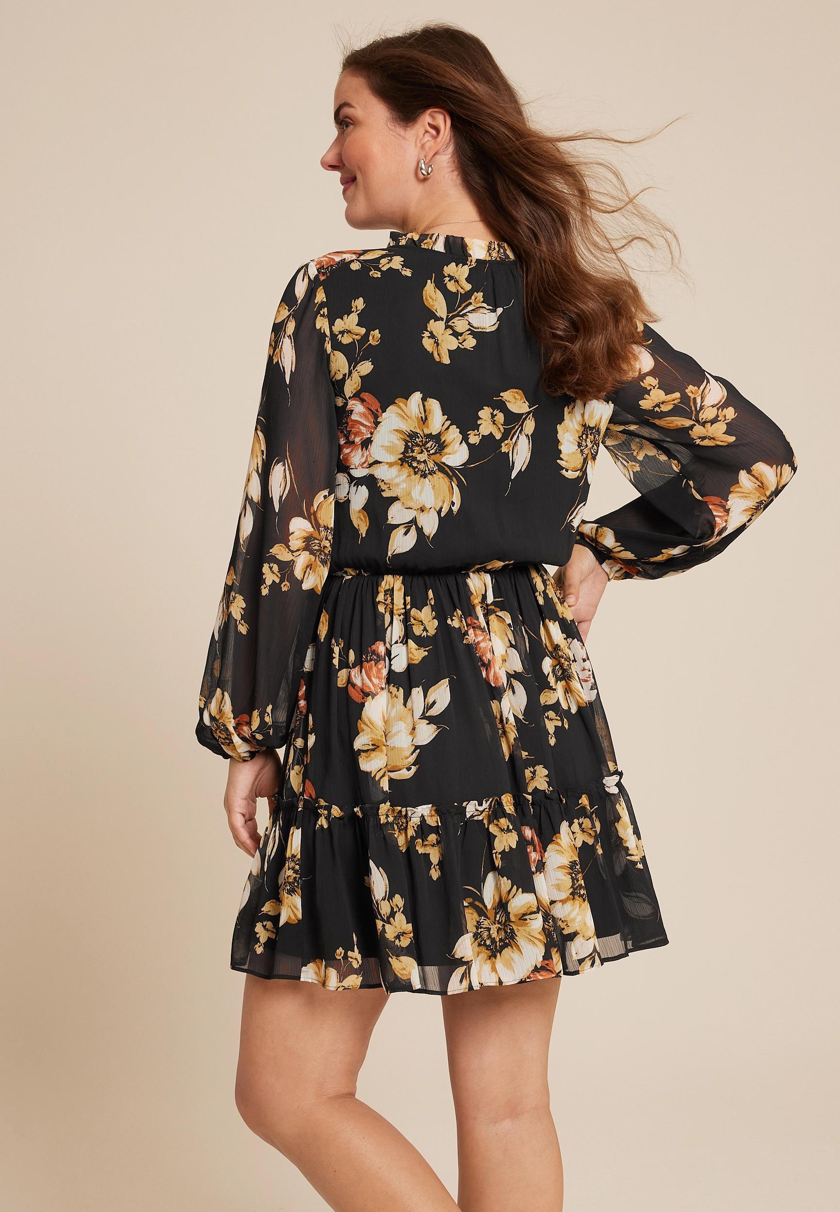 Floral Long Sleeve Mini Dress Product Image