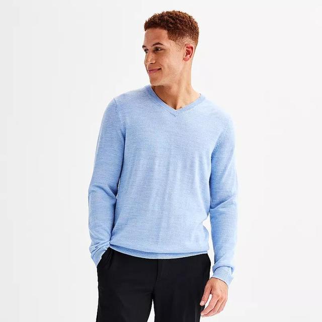 Mens Apt. 9 Merino Blend V-Neck Sweater Light Blue Grey Product Image